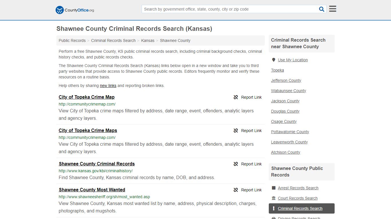 Criminal Records Search - Shawnee County, KS (Arrests, Jails & Most ...